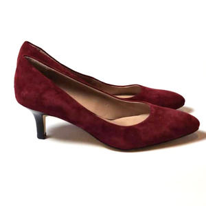 Wine Maroon Burgundy Suede Kitten Heel Franco Sarto Size 7